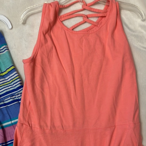 EUC 3 for 1 children’s place Girls 7/8 skater dresses white floral, coral, blue - Picture 9 of 14